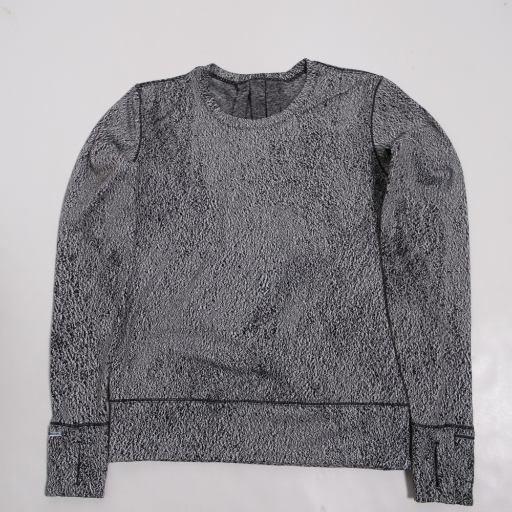 Lululemon Rush Hour Long Sleeve Running Luon Spray Jacquard White Black Size 2